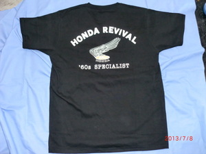 ホンダ　リバイバル　Tシャツ　黒色　M寸、L寸。HONDA　REVIVAL