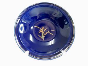 ◆香蘭社 中鉢 浅鉢 紺瑠璃 金彩蘭 サラダ皿 多様皿 食器 未使用品 管理2009 L-9
