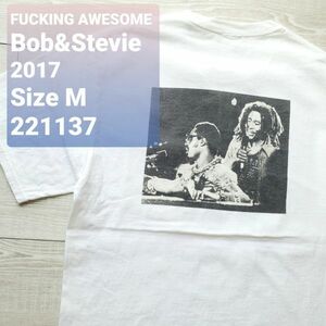 送料無料 FUCKING AWESOME ファッキンオーサム■良品 17年 Bob&Steve Tee フォトプリント 半袖 クルーネック ポケTシャツ M ボブマーリー