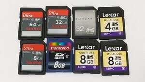 8枚セット SDHCカード 64GB〜4GB SDカード　used ジャンク扱い　