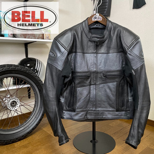 レア物☆ヴィンテージ BELL ベル レザージャケット ブラック/44（XL相当）シングルライダース ◆バイク アウター スポーツ レーシング