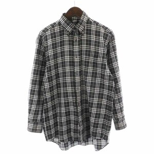 バーバリー ロンドン BURBERRY LONDON ボタンダウンシャツ コットン チェック 長袖 M 黒 ブラック /YI38 メンズ