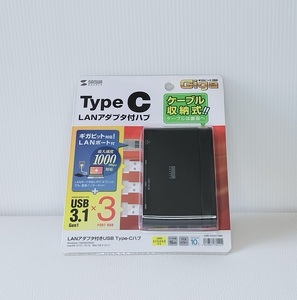 サンワサプライ LANアダプタ付きUSB Type-Cハブ USB-3TCH10BK