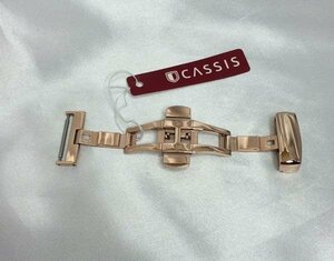 CASSIS カシス プッシュ式両面開き バックル Dバックル ステンレススチール ローズゴールド 鏡面仕上げ 尾錠側16ミリ