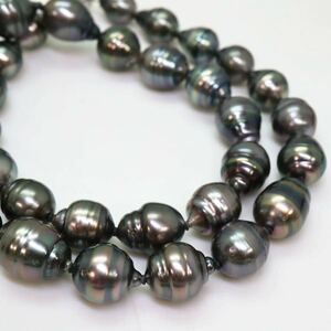 ＊南洋黒蝶真珠ネックレス＊m 約59.4g 約46.0cm 9.0~11.0mm 黒真珠 パール pearl jewelry necklace accessory silver EA5/EA5