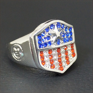 [RING] Luxury Red White Blue Crystal American Flag ラグジュアリー アメリカ星条旗 フラッグ デザイン リング 18号 【送料無料】