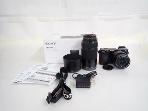 【良品】 SONY ソニー α6100/ILCE-6100 ミラーレス一眼レフカメラ ダブルズームキット ブラック 説明書/元箱付 ∴ 6DB14-1