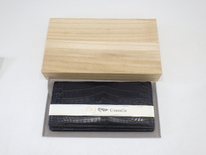 z3D079Z150 MORIYA モリヤ 長財布 クロコダイル 黒 ブラック 日本製 ギャランティーカード付 木箱入り 未使用