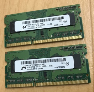 Micron 1Rx8 PC3L-12800S 8GB 4GB 2枚で8GB DDR3L 204ピン ノートPC用 メモリ DDR3L-1600 4GB 2枚 8GB DDR3L LAPTOP RAM