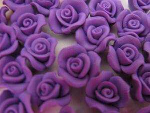 【激安卸】12mm樹脂薔薇☆紫50個
