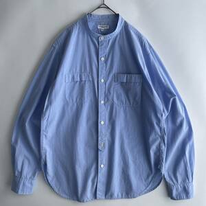 ENGINEERED GARMENTS size/M (kb) 春夏 エンジニアードガーメンツ 大きめ バンドカラー シャツ 長袖 ワーク アトリエ ダブルポケット USA製