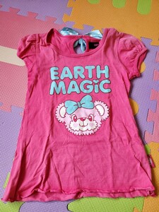 アースマジック EARTHMAGIC マフィーちゃん 130 トップス リボン 中古品 同梱可 キッズ 女の子 子供服 半袖Tシャツ Tシャツ こども服