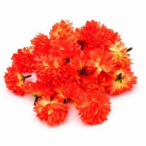 造花 菊 ミニサイズ 花のみ 4センチ 100個 (ビビットオレンジ)
