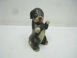 犬 いぬ 置物 木製 木彫り ブラック サイズ14.5cm 