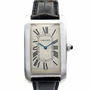 カルティエ タンクアメリカンLM ブランドオフ CARTIER K18WG（ホワイトゴールド） 腕時計 WG/クロコ革 中古 レディース