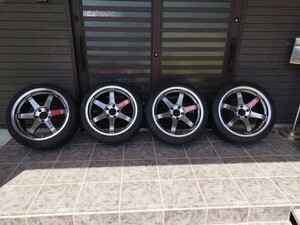 RAYS VOLK RACING　TE37SL18インチ 9.5j 22 5H 114.3　4本 レイズ GT-R スカイライン　ランエボ　STI　レブスペック　255/35 バリ山