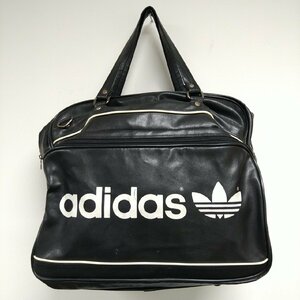 (^w^)b adidas アディダス 80s 90s ヴィンテージ ボストン スポーツ バッグ カバン 鞄 大容量 ビッグ ロゴ トレフォイル ロゴ 黒 B0321ｗE