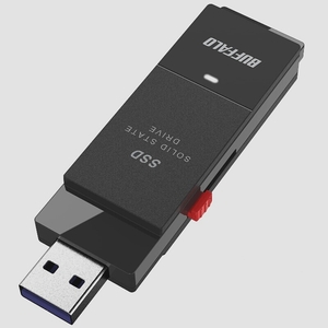 送料無料★バッファロー SSD外付け 1.0TB USB3.2 Gen2 コンパクト Type-Cアダプター付属(ブラック)