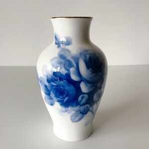 大倉陶園 花瓶 花器 ブルーローズ フラワーベース 薔薇 インテリア 陶器 OKURA