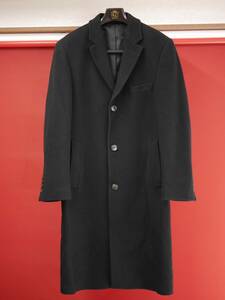 ローレンラルフローレン/LAUREN RALPH LAUREN メンズ ロングコート シングルコート カシミヤ混ウール 黒 ブラック 無地 38Rサイズ