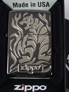 2015 Zippo タトゥータイガー（虎とら）Tattooブラックシルバー銀黒