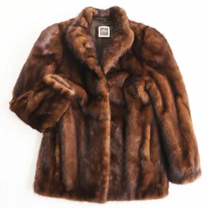極美品●SAGA MINK サガミンク 本毛皮ショートコート ジャケット ブラウン F 毛質艶やか・柔らか◎