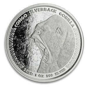[保証書・カプセル付き] 2020年 (新品) コンゴ「シルバーバック ゴリラ」純銀 1オンス 銀貨