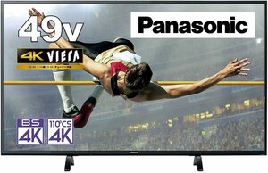 パナソニック 49V型 4K液晶テレビ TH-49GX500 4Kチューナー内蔵/無線接続/ブラウザ/youtube/Amazon/画面分割/netflix/hulu 引取可能