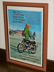 1968年 USA 洋書雑誌広告 額装品 Harley Davidson 125 Rapido ハーレーダビッドソン アエルマッキ エアロマッキ (A4size サイズ)