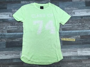 ZARA MAN ザラマン メンズ ナンバリングプリント 半袖Tシャツ S 黄緑