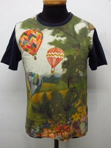 m5469 美品　ポールスミス　Tシャツ　綿100％　気球柄×ネイビー　日本製　S～M程度　Paul Smith　ジョイックスコーポレーション