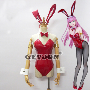 コスプレ衣装 ハロウィン衣装 レオタード　PU合成革Bunny仮装　DARLING in the FRANXX02　バニーガール　ウサギガール　レッド　セット