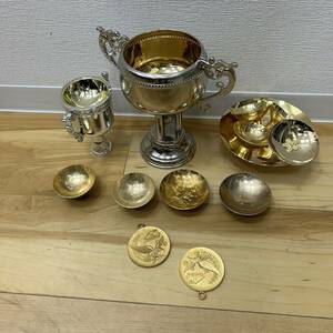 1007 金メッキ まとめ 約1.7kg 24KGP トロフィー メダル 酒器 盃 杯 置物