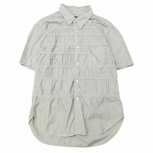 11SS コムデギャルソンオム COMME des GARCONS HOMME ギャザー シャツ 半袖 シャンブレー ボーダー ステッチ カットソー トップス XS