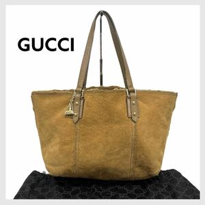 高級 保存袋付き GUCCI グッチ GG柄 ポーチ付き ムートンレザー トートバッグ 139260