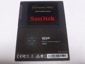 SSD SATA 2.5inch SP 512GBとSanDisk 480GB 正常判定 本体のみ 中古品です