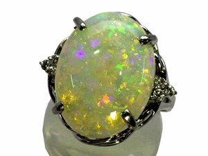 オパール ダイヤモンドリング Pt900 8.72g 15号　Jewelry Opal Dia Ring