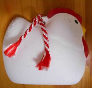 正月祝い 新年祝い 縁起物 干支物 鶏 とり 鈴 陶器製置物 中古 1個