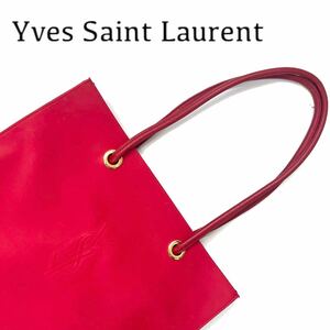 【送料無料】Yves Saint Laurent イブサンローラン　トートバッグ　ロゴ入り　ナイロン×レザー　YSL レッド　赤　レディース　カバン　鞄