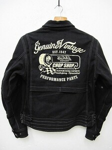 【新品未使用】ボンダッチ Von Dutch ライダースデニムジャケット メンズ Mサイズ/ 背中・肘・肩にサポーター有 ■L25578AWS22-50-03