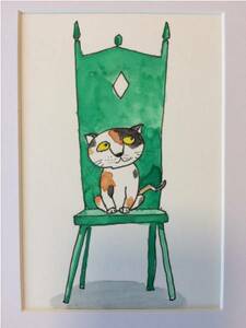 水彩画 猫 おすまし猫 はいポーズ 絵画 新築祝い 開店祝い オフィス 待合室 動物病院に 新品 3