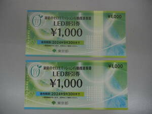 東京都 LED割引券 1000円x2枚(2000円分) 期限～2024/9/30 家庭のゼロエミッション行動推進事業