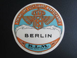 KLM■就航地ラベル■BERLIN■ベルリン■KONINKLIJKE LUCHTVAART MAATSCHAPPIJ■フィンチロゴ■1920