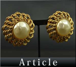 174844〇美品 CHANEL シャネル イヤリング 23 GP フェイクパール ゴールド ホワイト ラウンド 丸形 レディース アクセサリー/ E