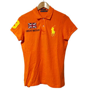 Ralph Lauren ラルフローレン ポロシャツ ビッグポニー GREAT BRITAIN 半袖 M オレンジ イギリス ユニオンジャック レディース A33