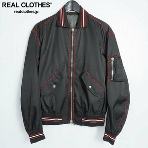 ☆【JPタグ】DIOR/ディオール 17SS hand stitched bomber jacke/ステッチリブナイロンボンバージャケット 763C453W4677/44 /060