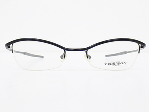 ∞【デッドストック】TRAXION トラクション 眼鏡 メガネフレーム XS1 NOIR メタル ナイロール ハーフリム ブラック □H8