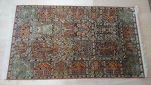 絨毯 カーペット 93×156 ヴィンテージ ラグ インド絨毯 マット カラフル INDIA インド産【中古】