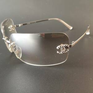 1円~【極美品】シャネル CHANEL サングラス メガネ 眼鏡 アイウェア メガネ めがね ココマーク ラインストーン メンズ ビジネス