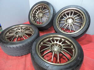 【中古セット】☆希少☆ RAYS VOLK RACING RE30 ブロンズ 18インチ 8.5J+52 5H114.3 ブリヂストン ポテンザ RE004 245/40R18 22年製 鍛造